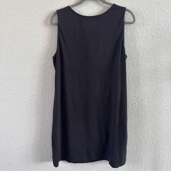 Lands’ End Black Sleeveless Henley Dress | Size L (14–16) | 100% Cotton - Picture 4 of 7